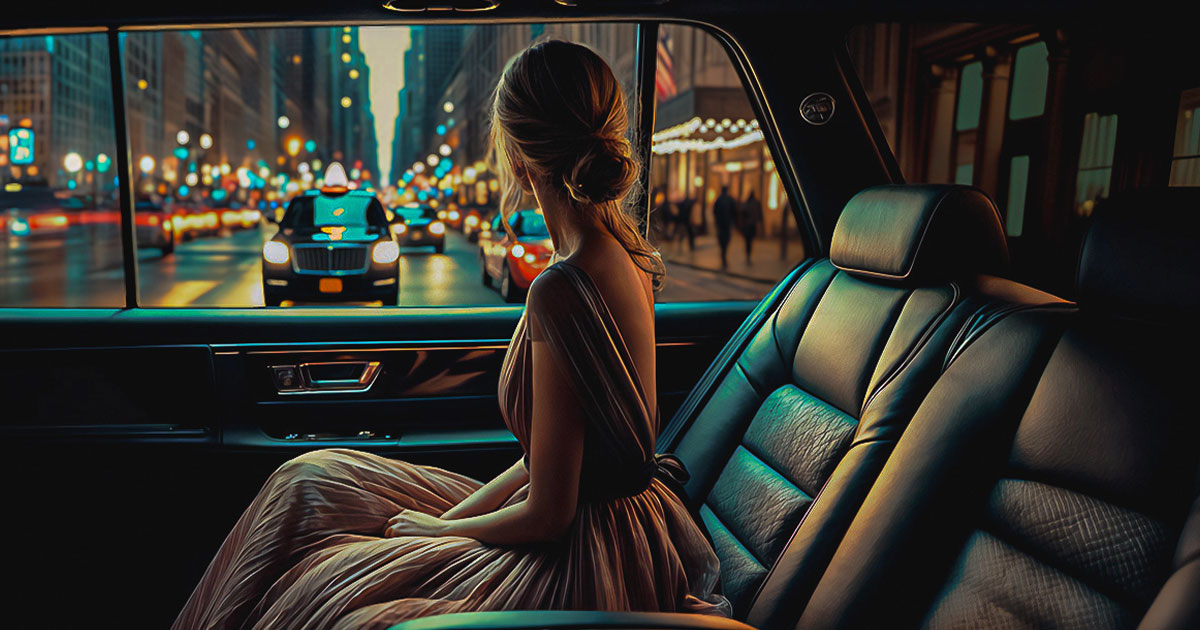 En la parte trasera de un Uber Black