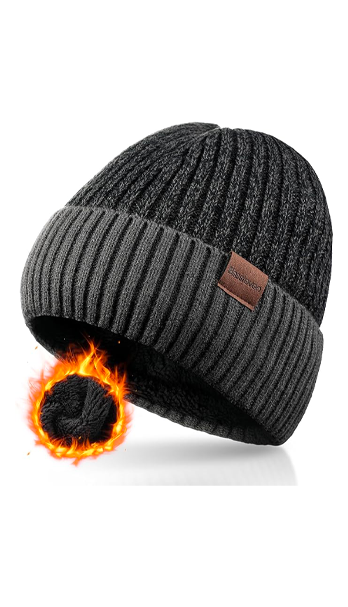 Gorro de invierno de punto grueso cálido, térmico con forro polar Unisex
